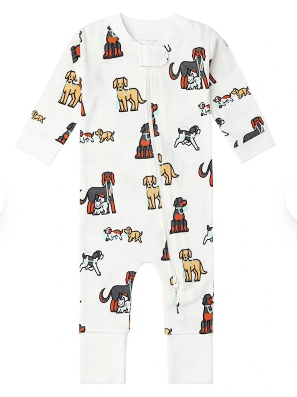 3-Pack Baby Footed Zippert Rompers 9-12m - Dog, Pizza & Vehicle Prints